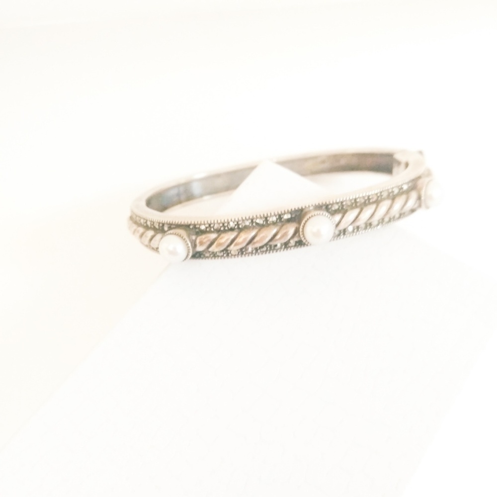 Judith Jack Sterling and Pearl Bangle Cuff